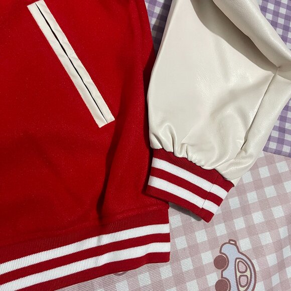 Human Made Heart Embroidered Leather Sleeves Baseball Jacket - Picture 3 of 9